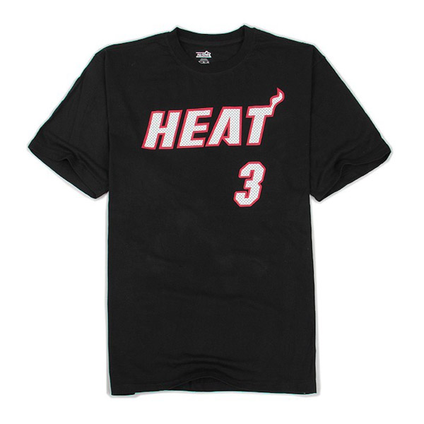 Men's  Miami Heat #3 Dwyane Wade Black T-shirt